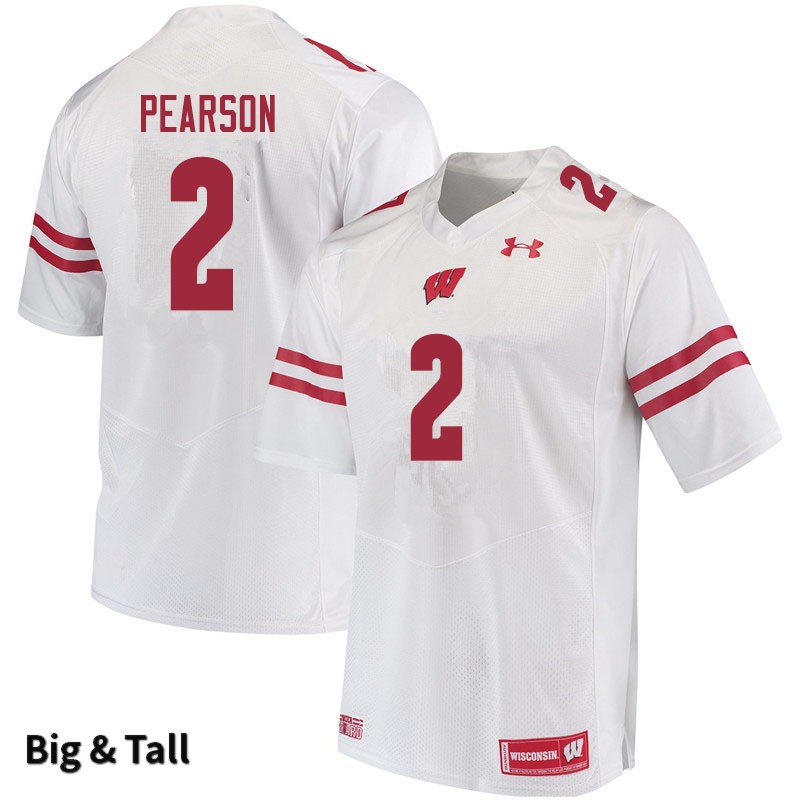 Wisconsin Badgers Men's #2 Reggie Pearson NCAA Under Armour Authentic White Big & Tall College Stitched Football Jersey LI40Y25UT